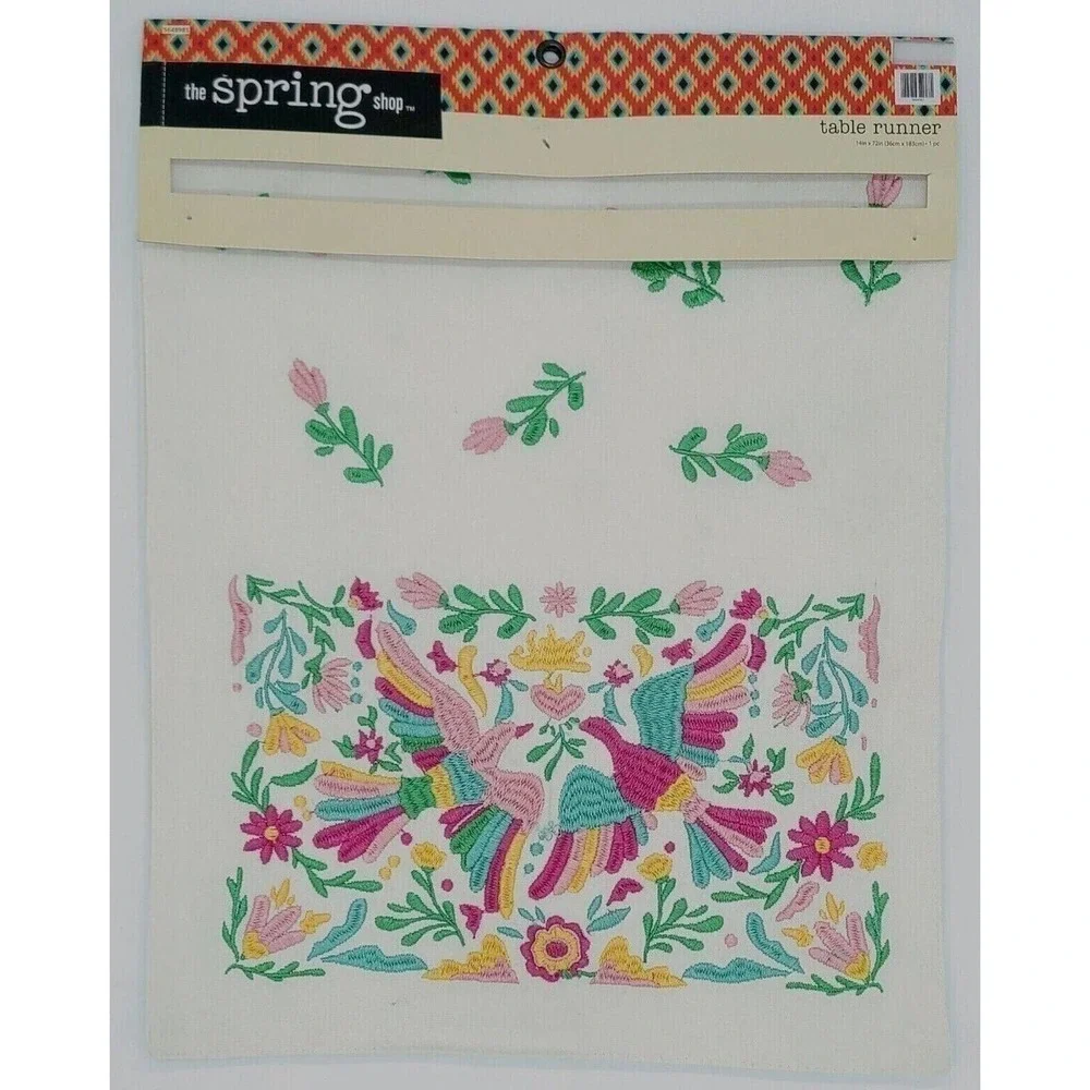 Multi-Color‎ Embroidered Bird Table Runner - Picture 2 of 4
